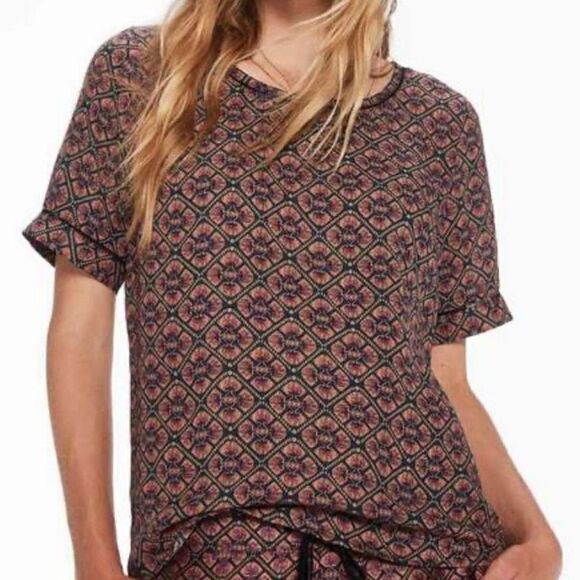 Scotch & Soda Navy & Orange Geometric Printed Boho Relaxed Fit Top | Size Small - Picture 1 of 6